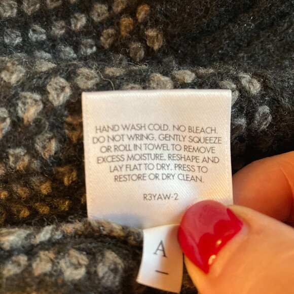 Eileen Fisher Cardigan Asymmetric Sweater Waffle Knit Black Gray  Medium - Picture 9 of 13